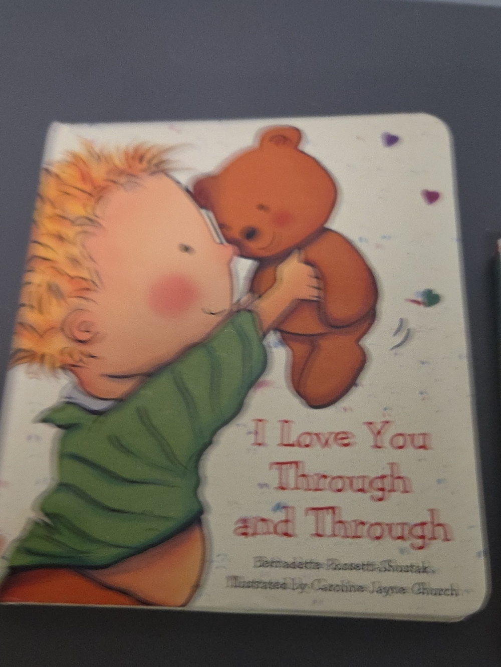 I Love You Through and Through Plush Teddy Book - White, Green, Brown